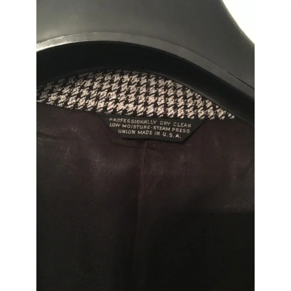 41R Today's Man Vintage 2 Button Black Houndstooth Sport Coat Jacket